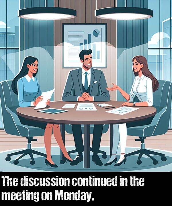 meeting: The discussion continued in the meeting on Monday.