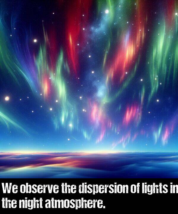lights: We observe the dispersion of lights in the night atmosphere.