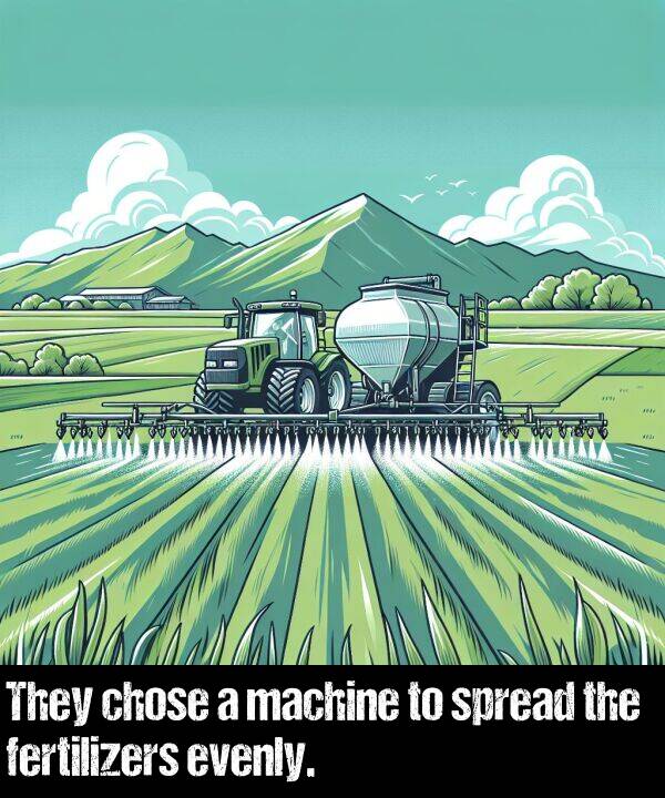 machine: They chose a machine to spread the fertilizers evenly.