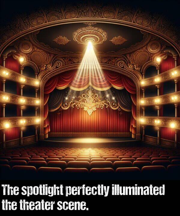 theater: The spotlight perfectly illuminated the theater scene.