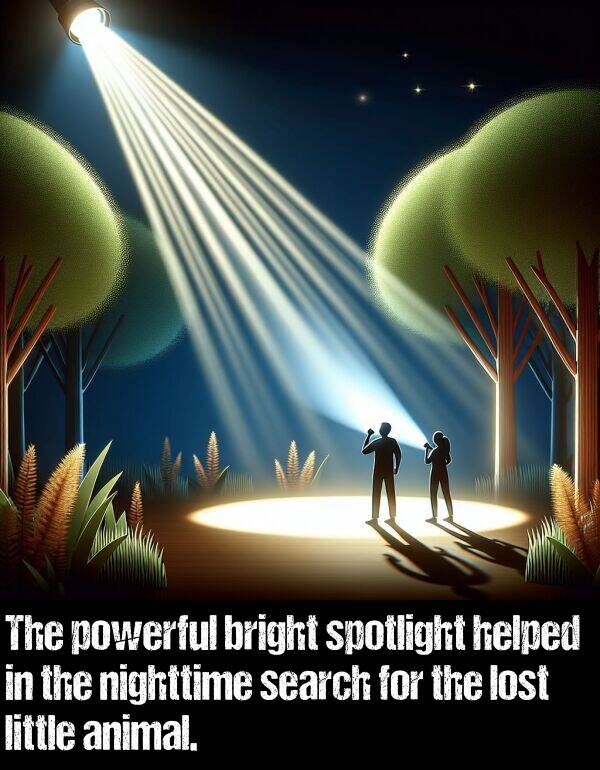 powerful: The powerful bright spotlight helped in the nighttime search for the lost little animal.