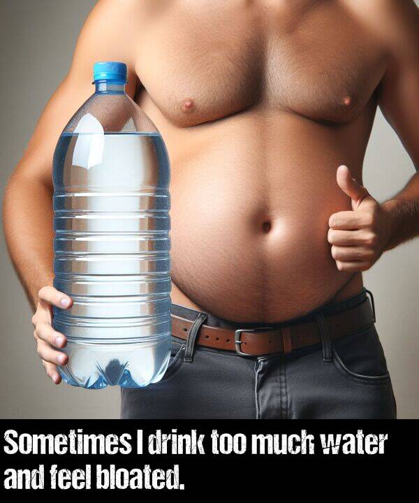 water: Sometimes I drink too much water and feel bloated.