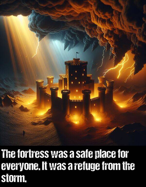 safe: The fortress was a safe place for everyone. It was a refuge from the storm.