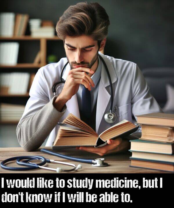 but: I would like to study medicine, but I don't know if I will be able to.