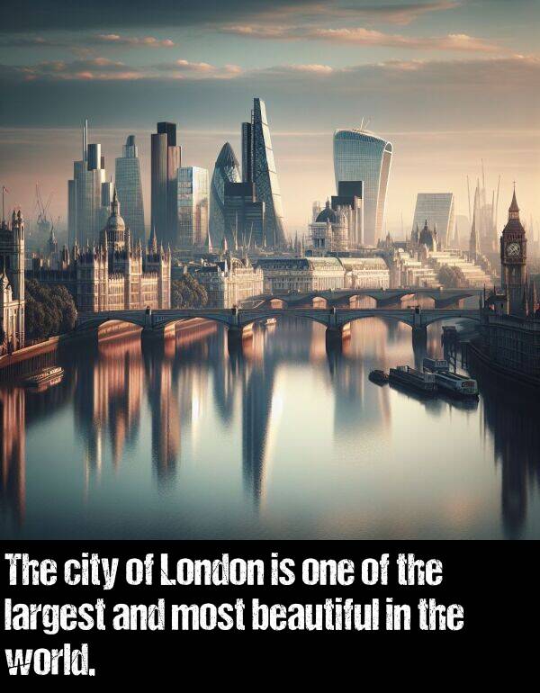 largest: The city of London is one of the largest and most beautiful in the world.
