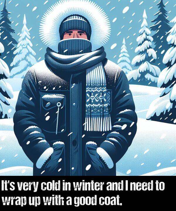 need: It's very cold in winter and I need to wrap up with a good coat.