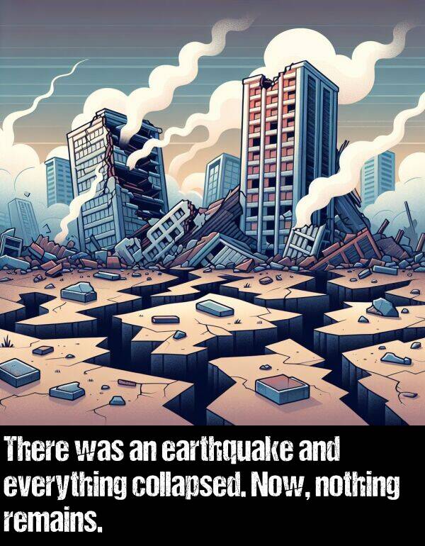 nothing: There was an earthquake and everything collapsed. Now, nothing remains.