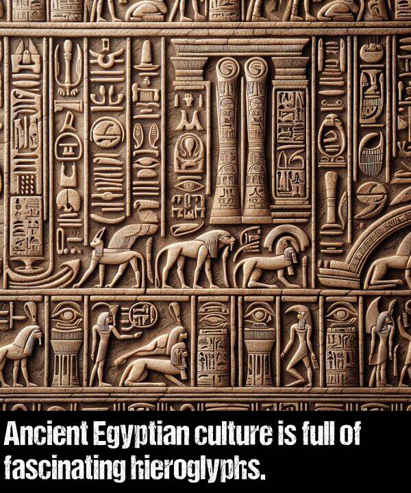 culture: Ancient Egyptian culture is full of fascinating hieroglyphs.