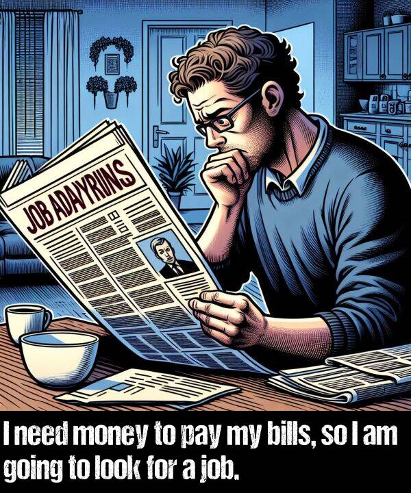 look: I need money to pay my bills, so I am going to look for a job.