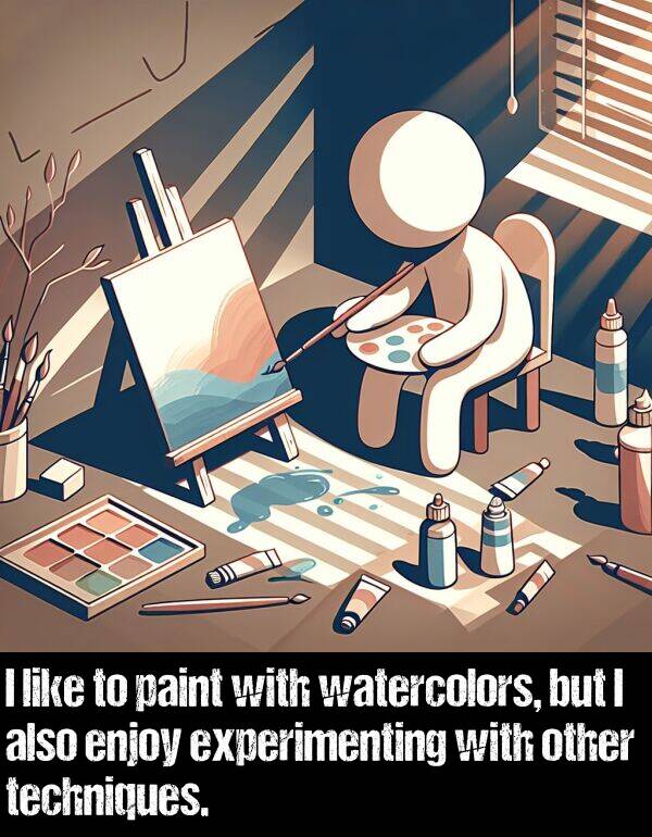 paint: I like to paint with watercolors, but I also enjoy experimenting with other techniques.