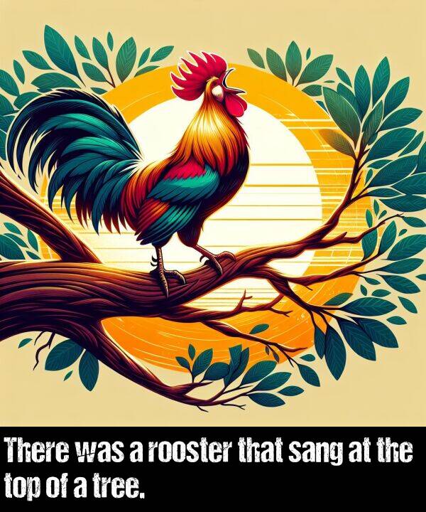 top: There was a rooster that sang at the top of a tree.