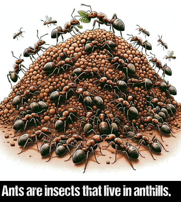 are: Ants are insects that live in anthills.