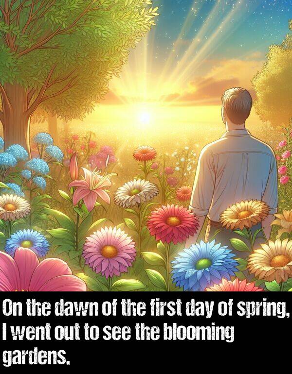 gardens: On the dawn of the first day of spring, I went out to see the blooming gardens.