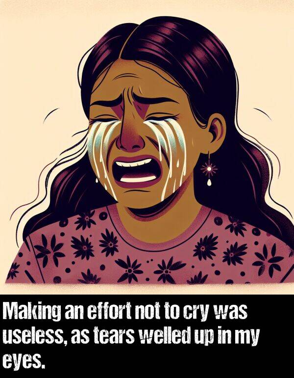 welled: Making an effort not to cry was useless, as tears welled up in my eyes.