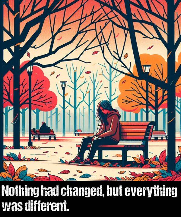 but: Nothing had changed, but everything was different.
