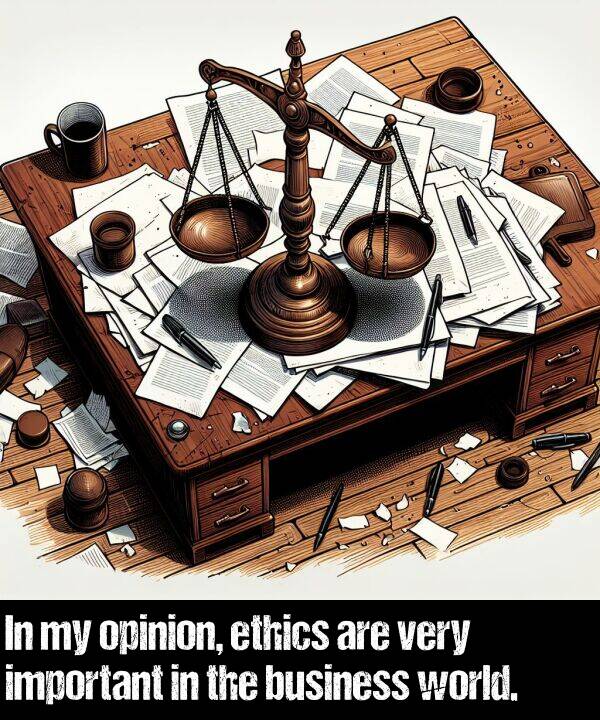 important: In my opinion, ethics are very important in the business world.