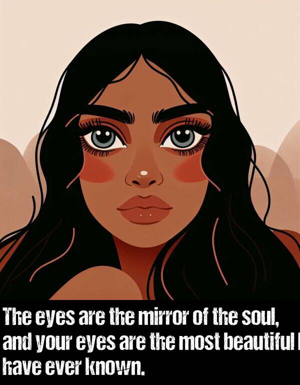 known: The eyes are the mirror of the soul, and your eyes are the most beautiful I have ever known.