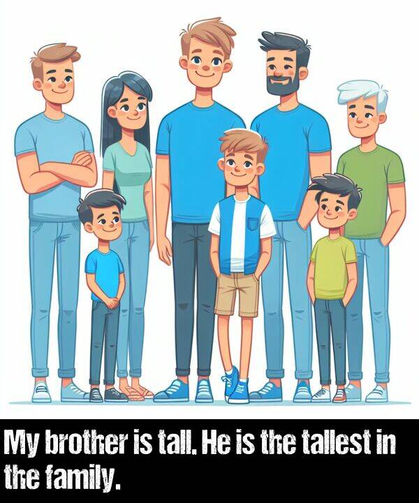 brother: My brother is tall. He is the tallest in the family.