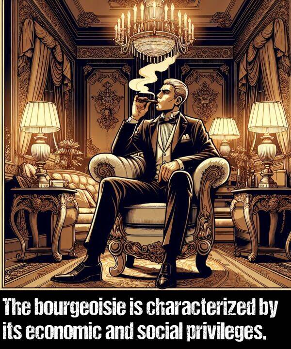 economic: The bourgeoisie is characterized by its economic and social privileges.