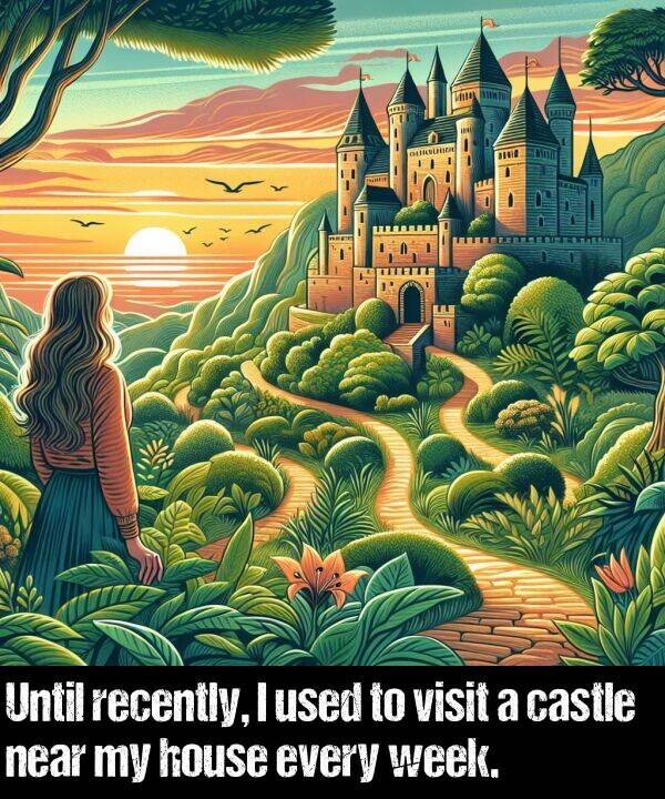 used: Until recently, I used to visit a castle near my house every week.