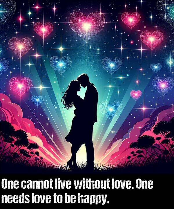 without: One cannot live without love. One needs love to be happy.