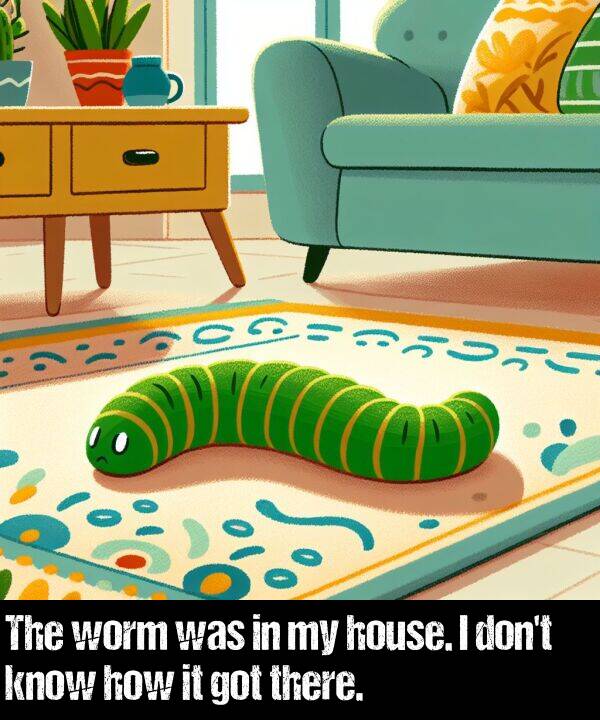 how: The worm was in my house. I don't know how it got there.
