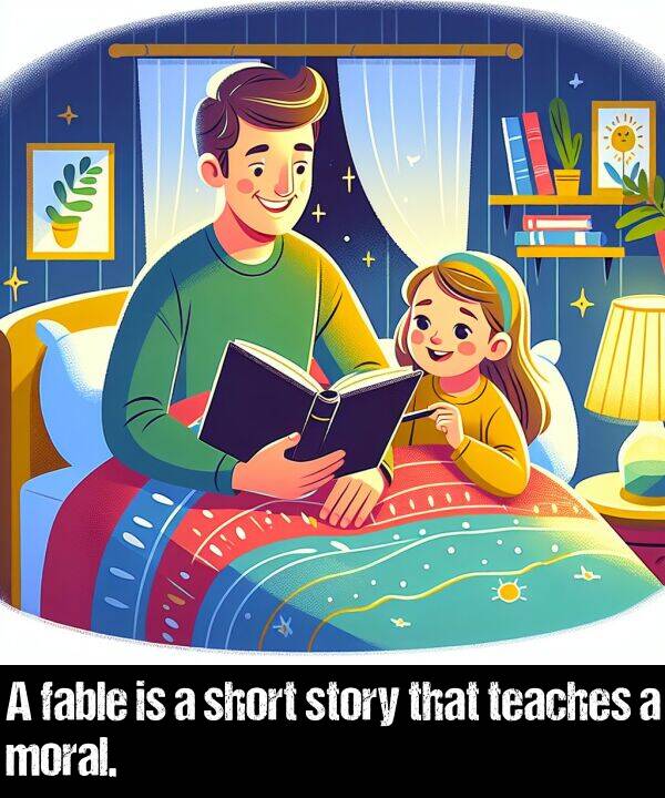 teaches: A fable is a short story that teaches a moral.