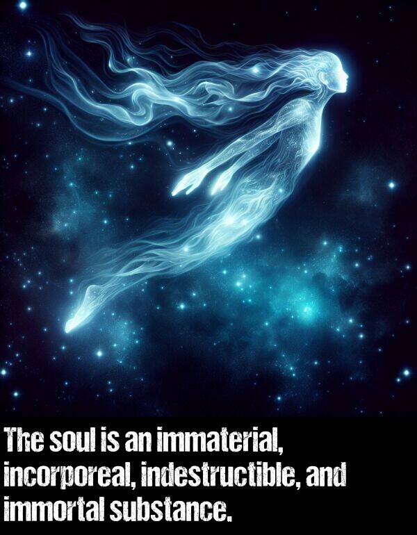 immaterial: The soul is an immaterial, incorporeal, indestructible, and immortal substance.