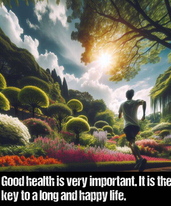 important: Good health is very important. It is the key to a long and happy life.