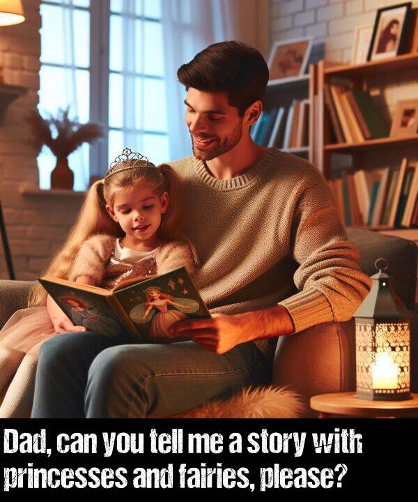 fairies: Dad, can you tell me a story with princesses and fairies, please?