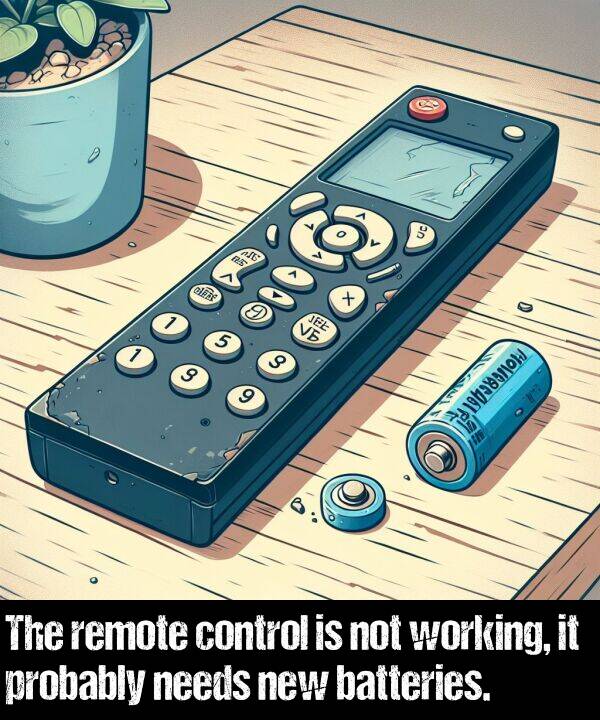 batteries: The remote control is not working, it probably needs new batteries.