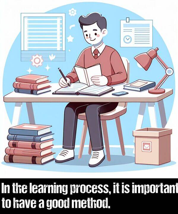 learning: In the learning process, it is important to have a good method.