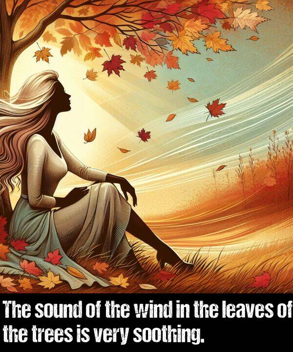 wind: The sound of the wind in the leaves of the trees is very soothing.