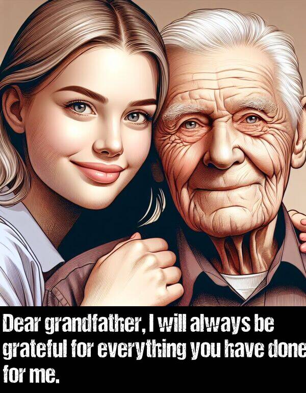 done: Dear grandfather, I will always be grateful for everything you have done for me.