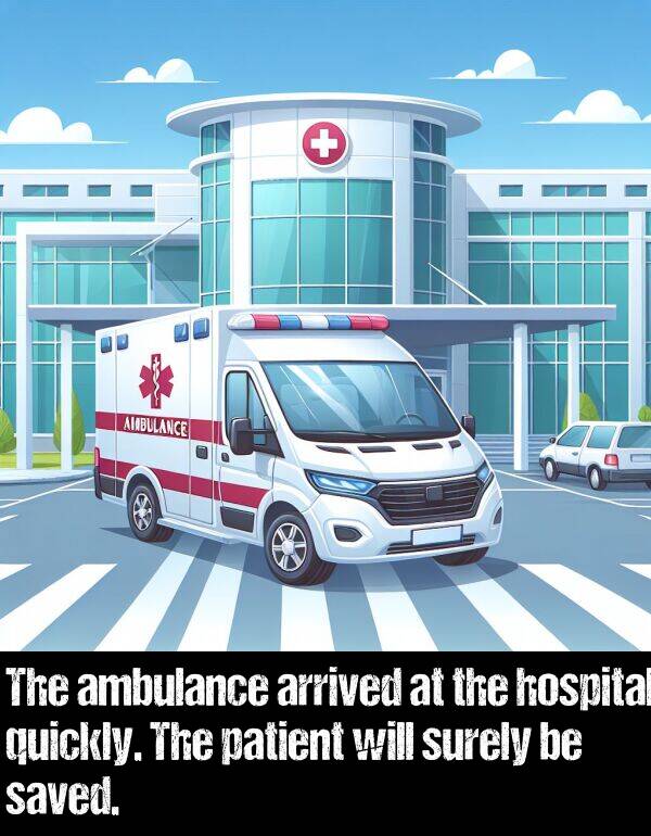 patient: The ambulance arrived at the hospital quickly. The patient will surely be saved.