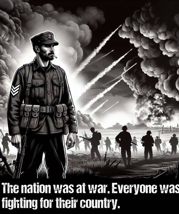 their: The nation was at war. Everyone was fighting for their country.