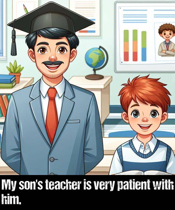 patient: My son's teacher is very patient with him.