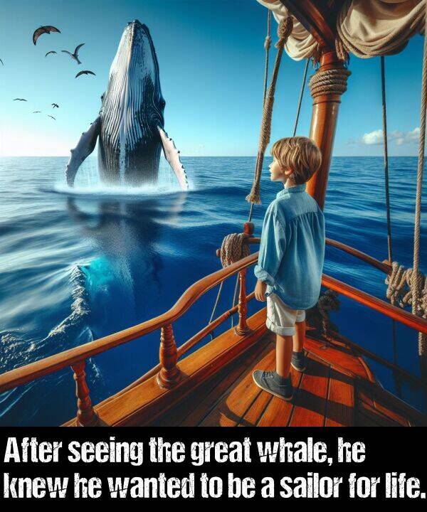 wanted: After seeing the great whale, he knew he wanted to be a sailor for life.