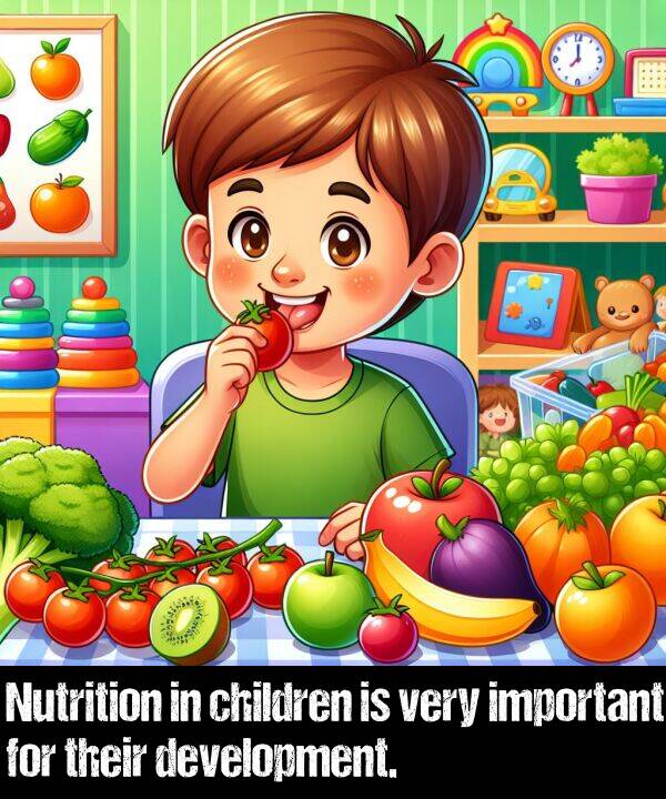 their: Nutrition in children is very important for their development.