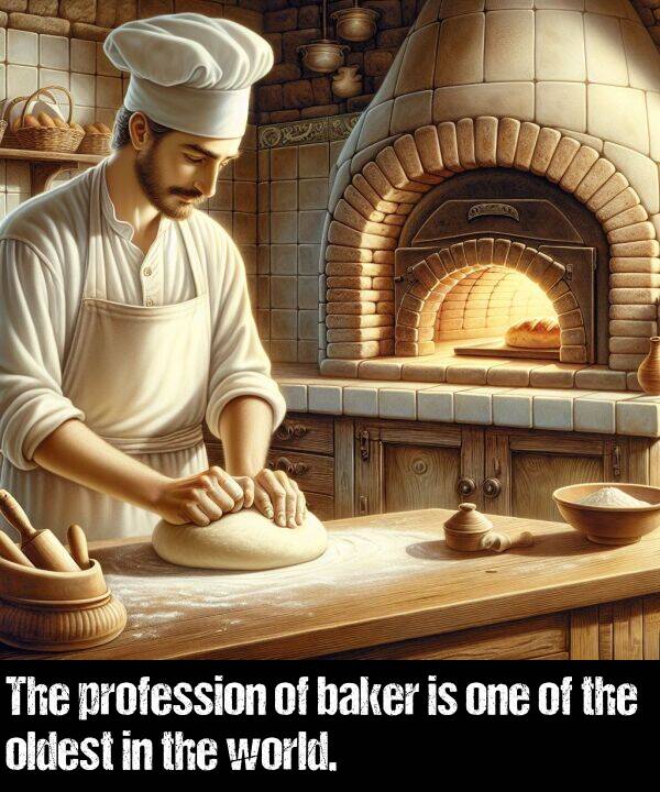 baker: The profession of baker is one of the oldest in the world.