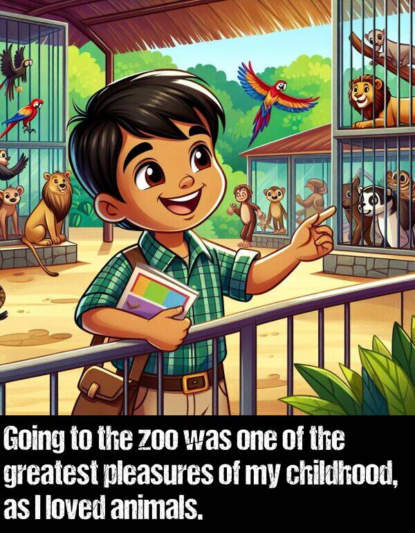 zoo: Going to the zoo was one of the greatest pleasures of my childhood, as I loved animals.