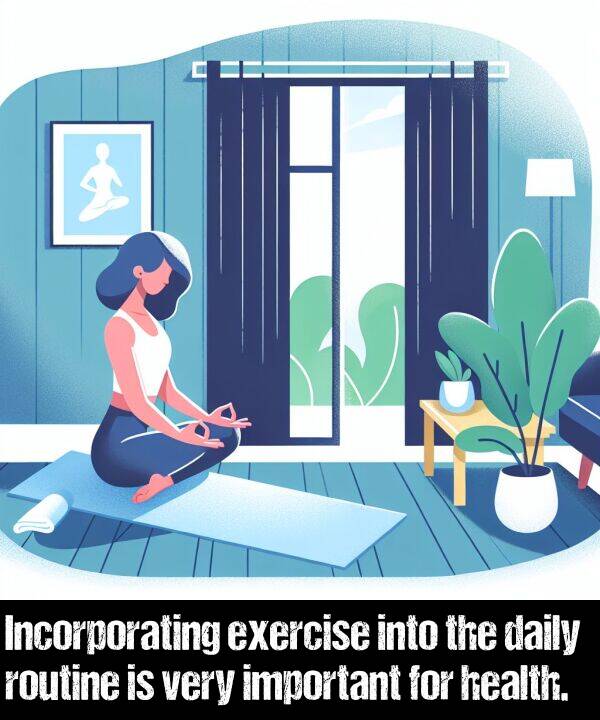 important: Incorporating exercise into the daily routine is very important for health.