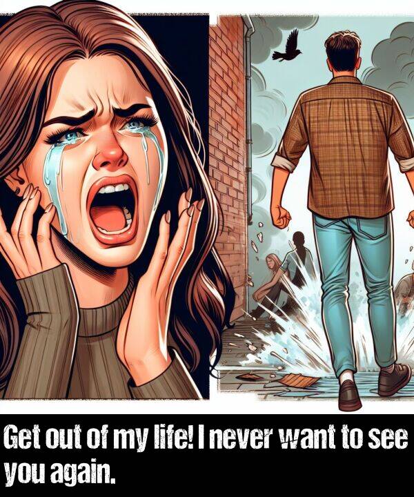 life: Get out of my life! I never want to see you again.