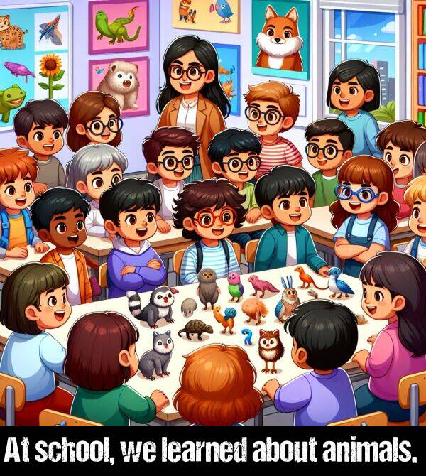 learned: At school, we learned about animals.