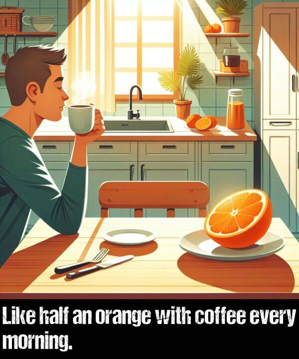 half: Like half an orange with coffee every morning.