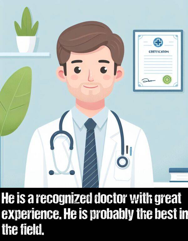 best: He is a recognized doctor with great experience. He is probably the best in the field.