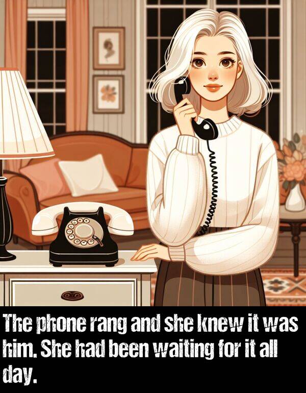 been: The phone rang and she knew it was him. She had been waiting for it all day.