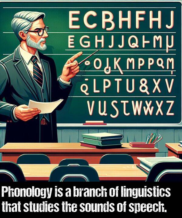sounds: Phonology is a branch of linguistics that studies the sounds of speech.