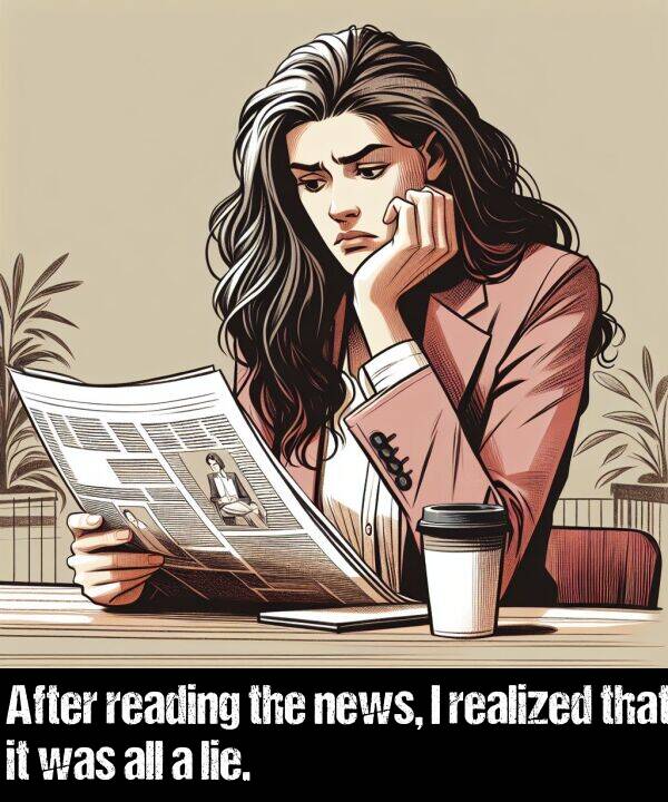 news: After reading the news, I realized that it was all a lie.