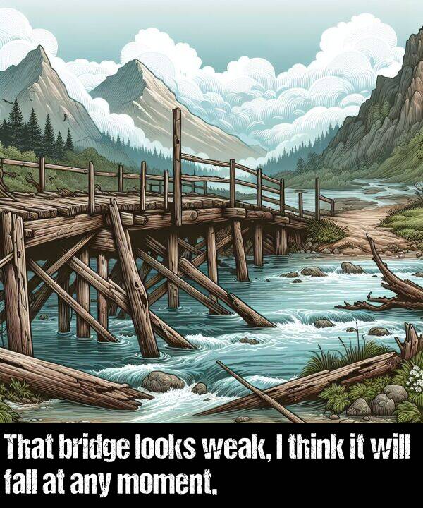 looks: That bridge looks weak, I think it will fall at any moment.